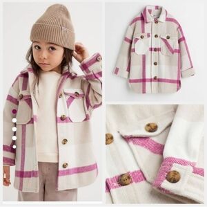 H&M Pink and White Plaid Jacket